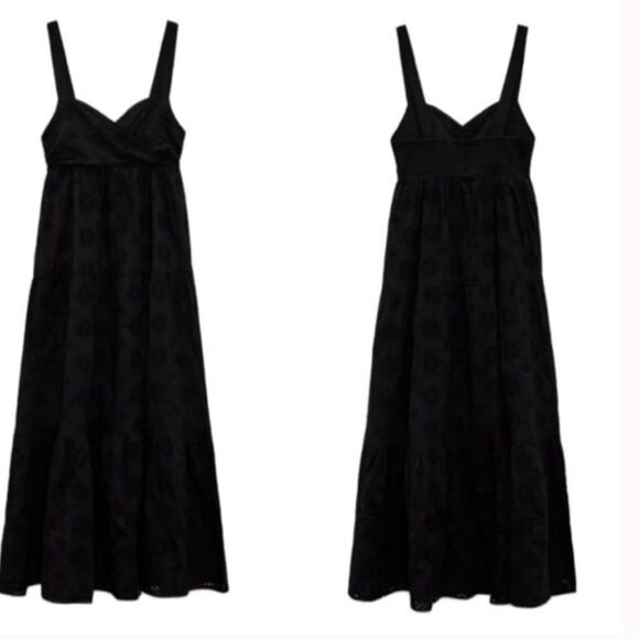 ZARA OPENWORK EMBROIDERED DRESS BLACK | 5107/301 Size S - Picture 2 of 12